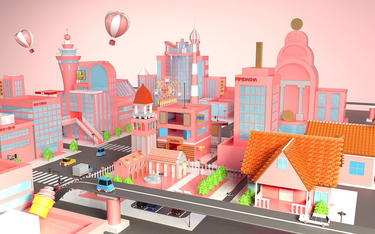 一个小城市建模练习（图ZMTE3MTg4MjQ4） - 场景 - 站酷设计师橡皮小伙子原创素材 - 站酷ZCOOL