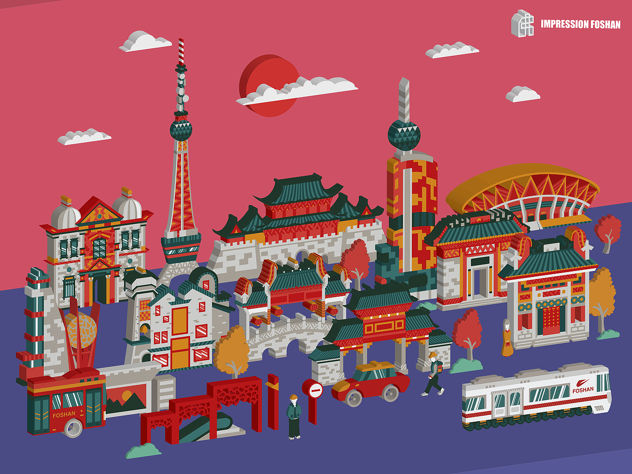 印象佛山——城市形象插画图形设计（图ZMTIxODk2MTg0） - 艺术插画 - 站酷设计师TIHOSIU原创素材 - 站酷ZCOOL