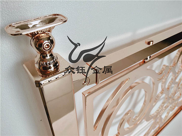 你见过这种铝板雕刻镀金楼梯护栏吗? 玫瑰金_镂空