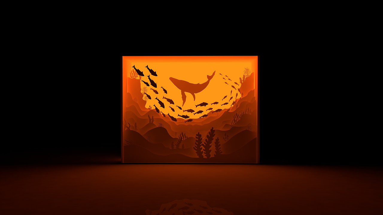 c4d练习/海洋剪纸灯具|三维|产品|罗刹x - 原创作品 - 站酷 (zcool)