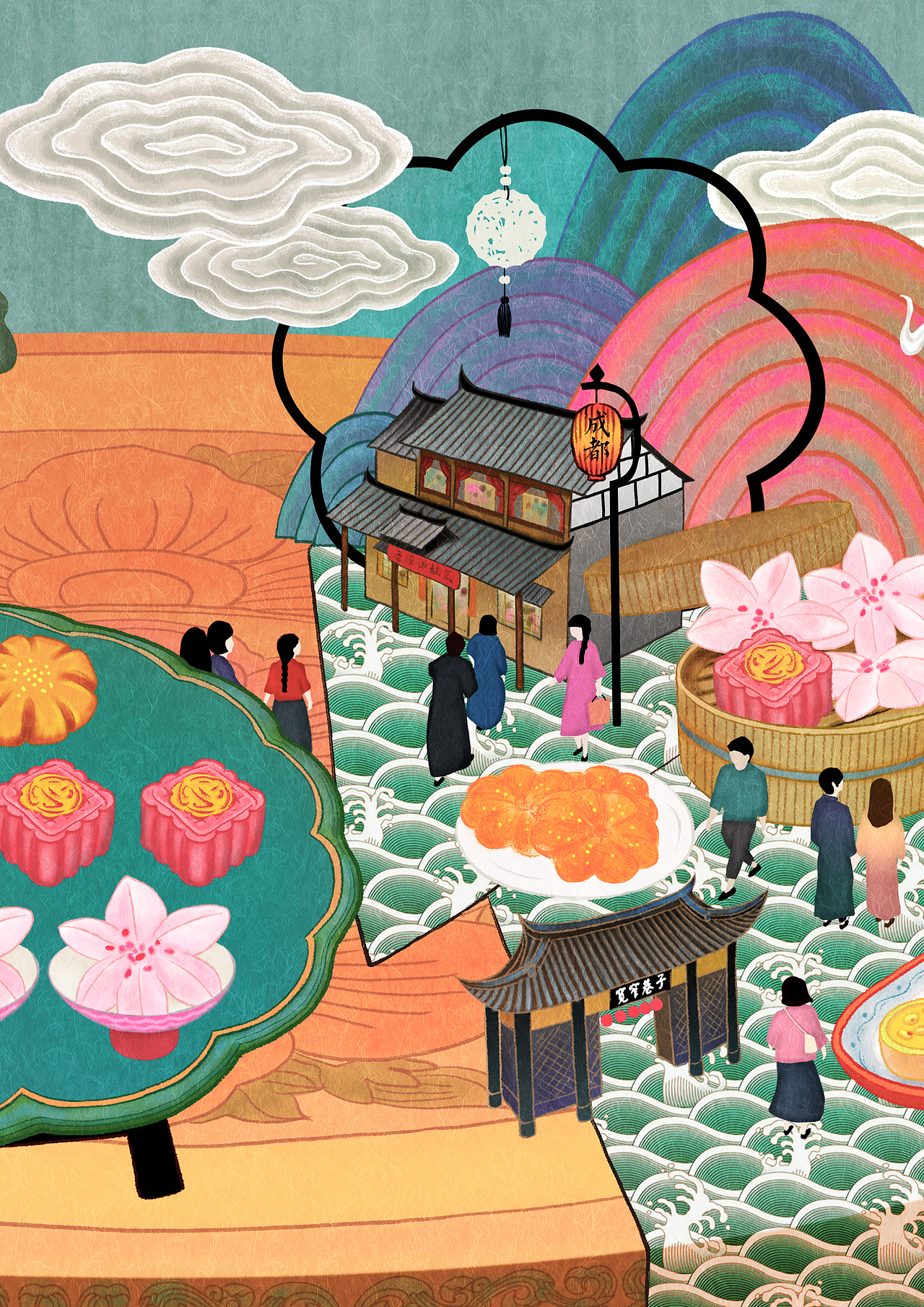 寬窄巷子老成都糕點(diǎn)鋪主題插畫（圖ZMjY3NDYzOTk2） - 商業(yè)插畫 - 站酷設(shè)計(jì)師林麼麼原創(chuàng)素材 - 站酷ZCOOL