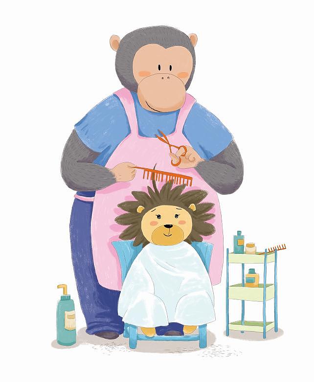 小狮子理发|插画|儿童插画|插画师苗子 - 原创作品 - 站酷 (zcool)