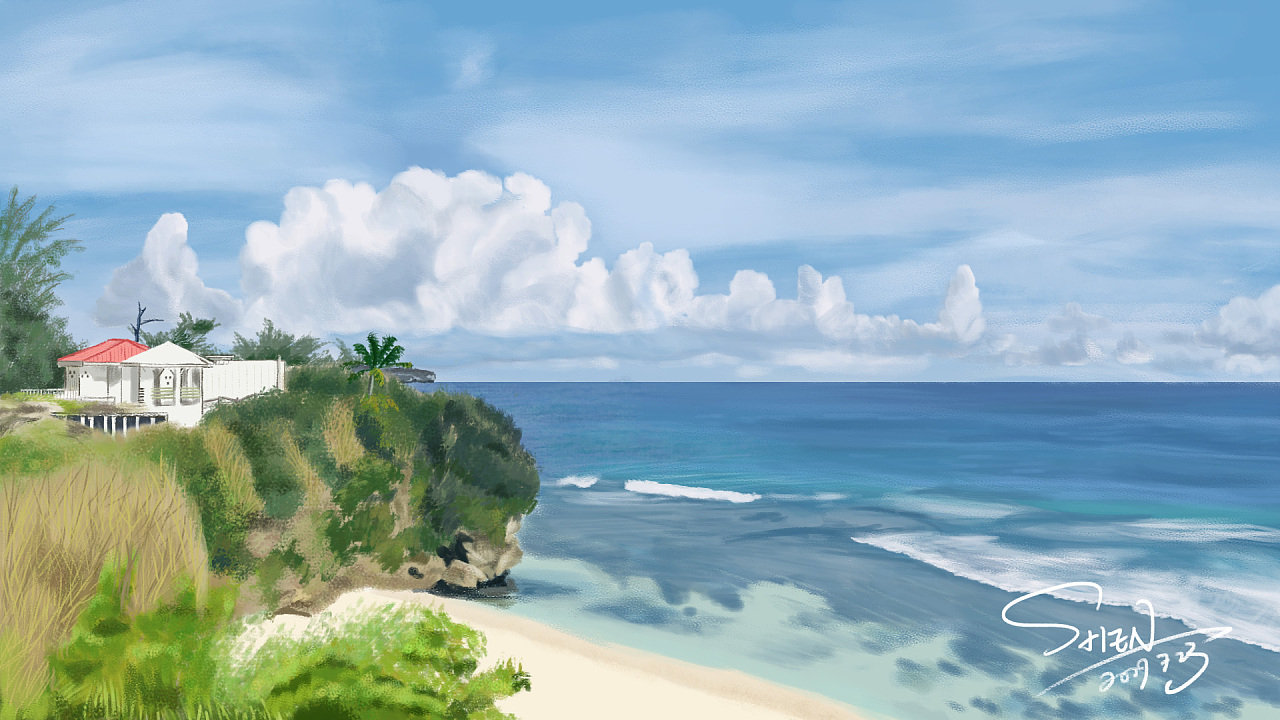 塞班的海边|插画|创作习作|o悠悠嘻o - 原创作品 - 站酷 (zcool)