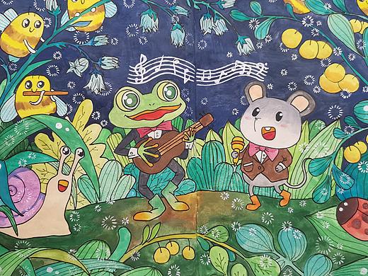 小夜曲水彩儿童插画