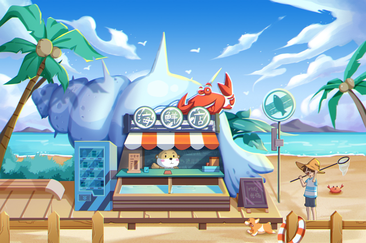 海鲜店|插画|创作习作|misty笑脸猫 - 原创作品 - 站酷 (zcool)