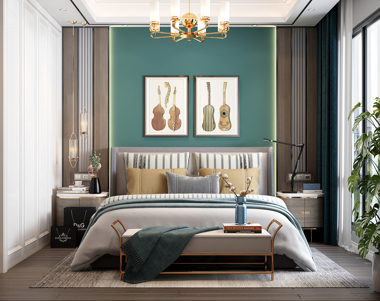 现代轻奢卧室效果图（图ZMjEzNjExMTQ4） - 家装设计 - 站酷设计师室内设计盈盈原创素材 - 站酷ZCOOL