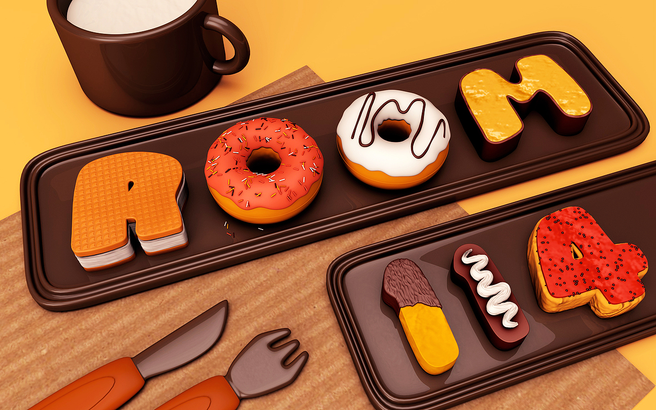 C4D练习-ROOM114生日贺图