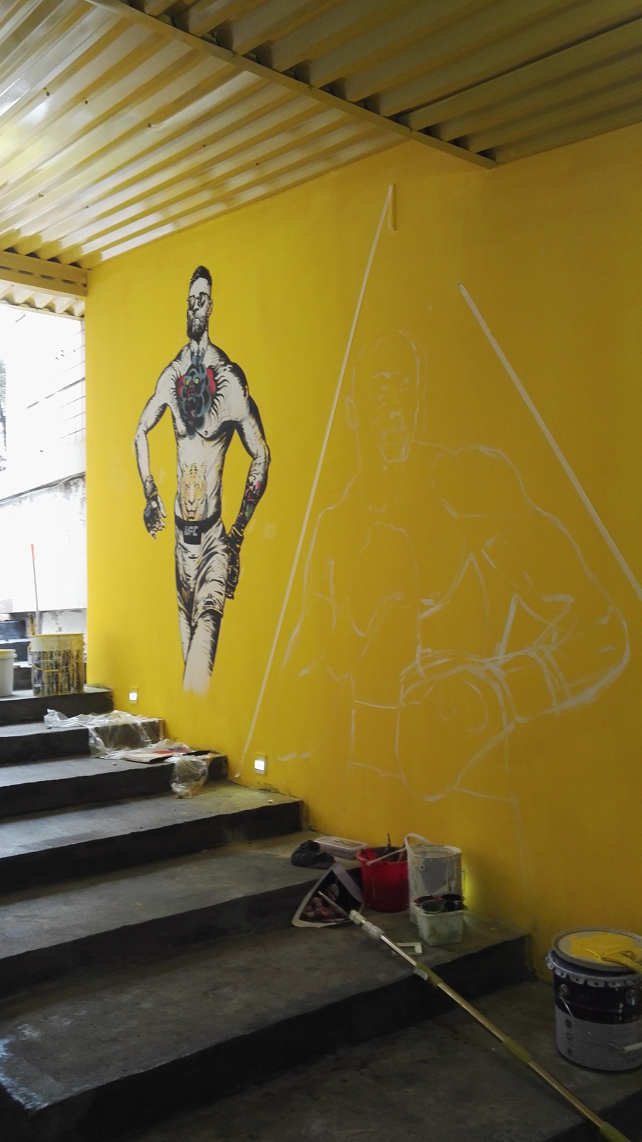 青岛拳击馆彩绘人物