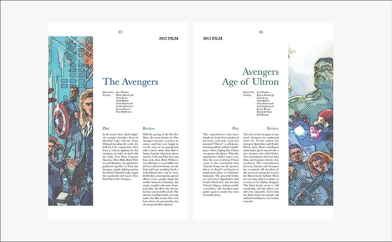 Avengers相关画册 杂志排版设计