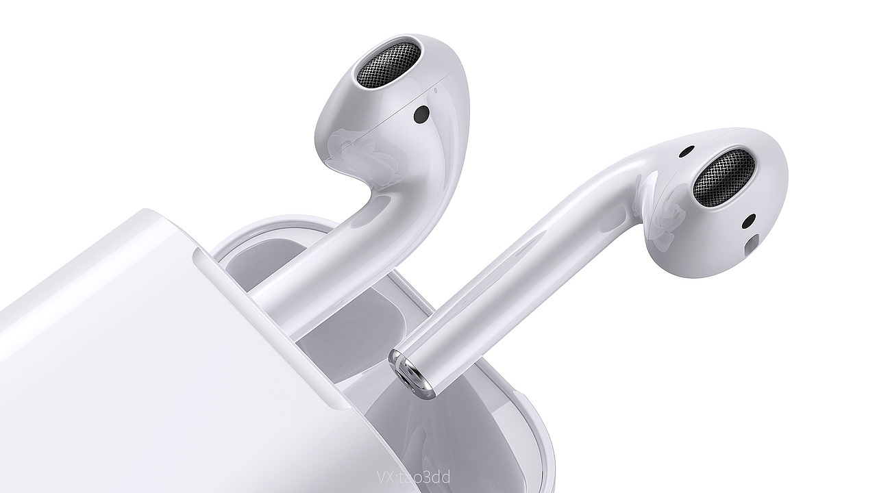 AirPods 苹果耳机 高质量3D模型 犀牛建模 keyshot渲染
