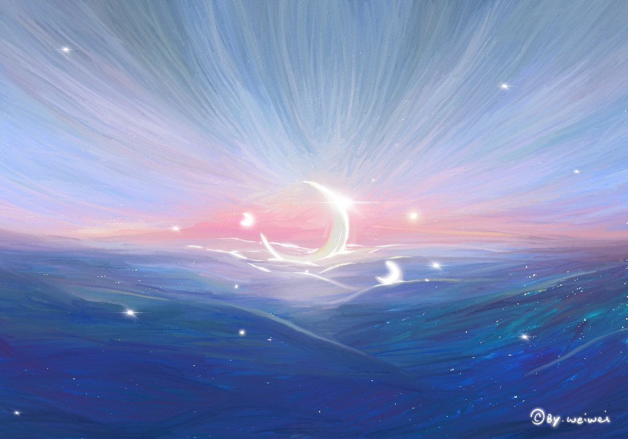 插画小习作|静谧海面|插画|创作习作|weiweiwoo - 原创作品 - 站酷