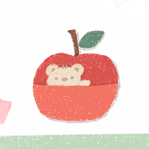 藏在苹果置物架里的小熊