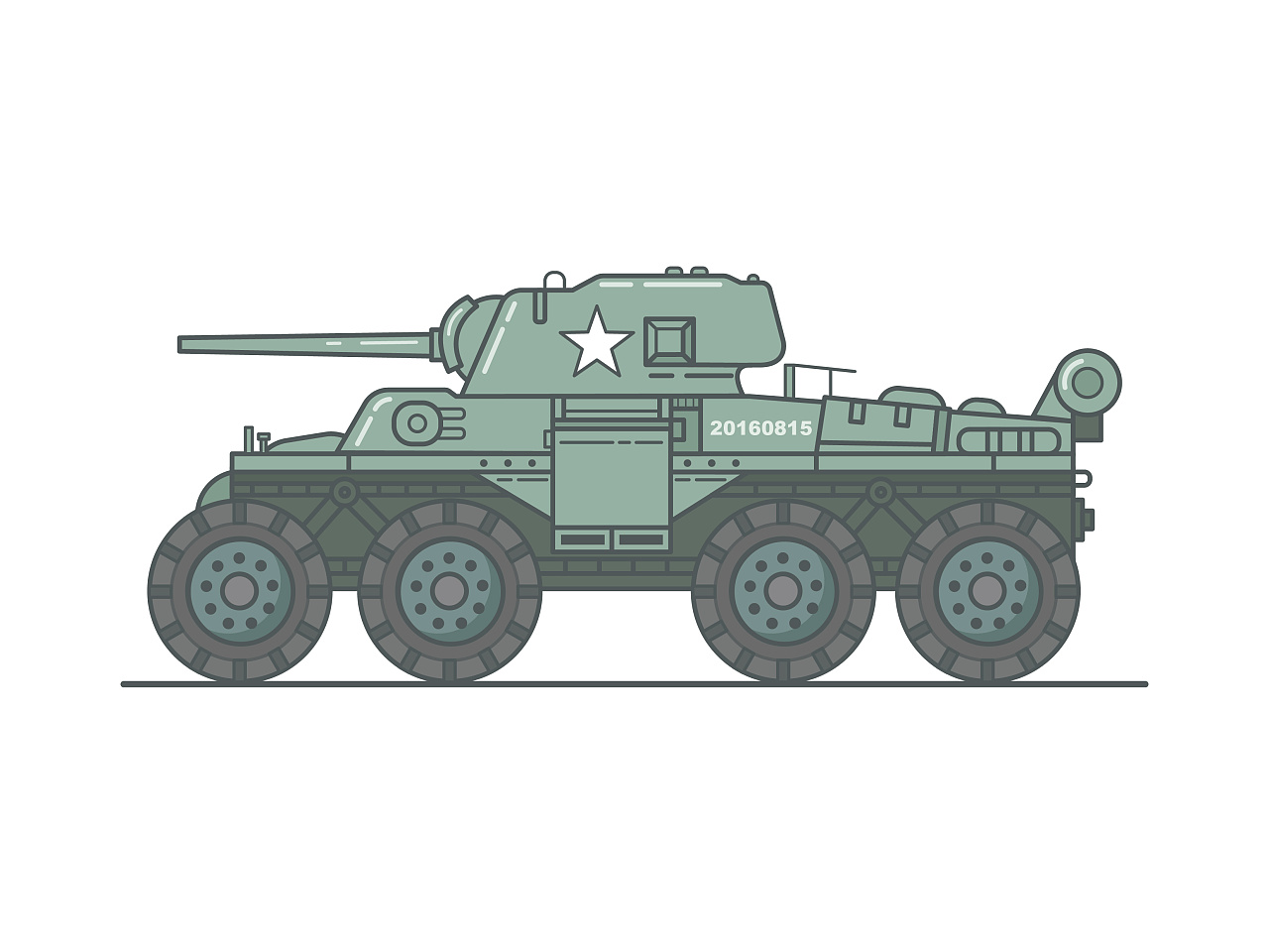 二战军车插画设计