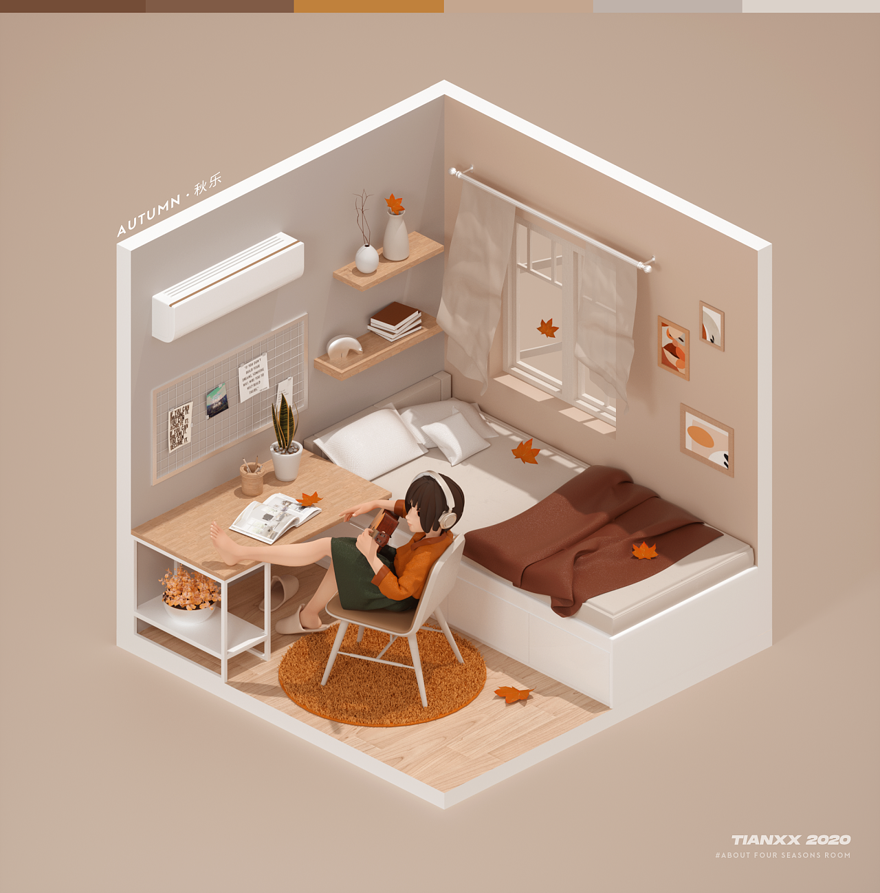 season rooms——四季女孩房间|三维|其他三维|异想田 - 原创作品