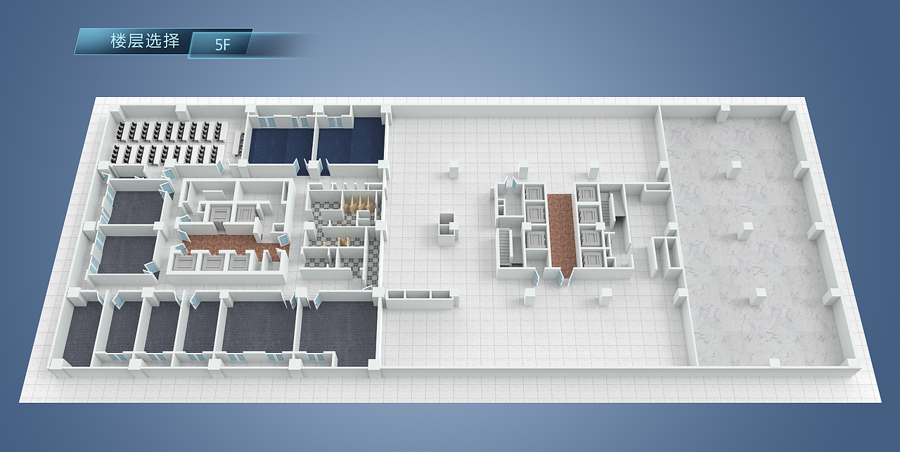 办公区布局布置3d鸟瞰图