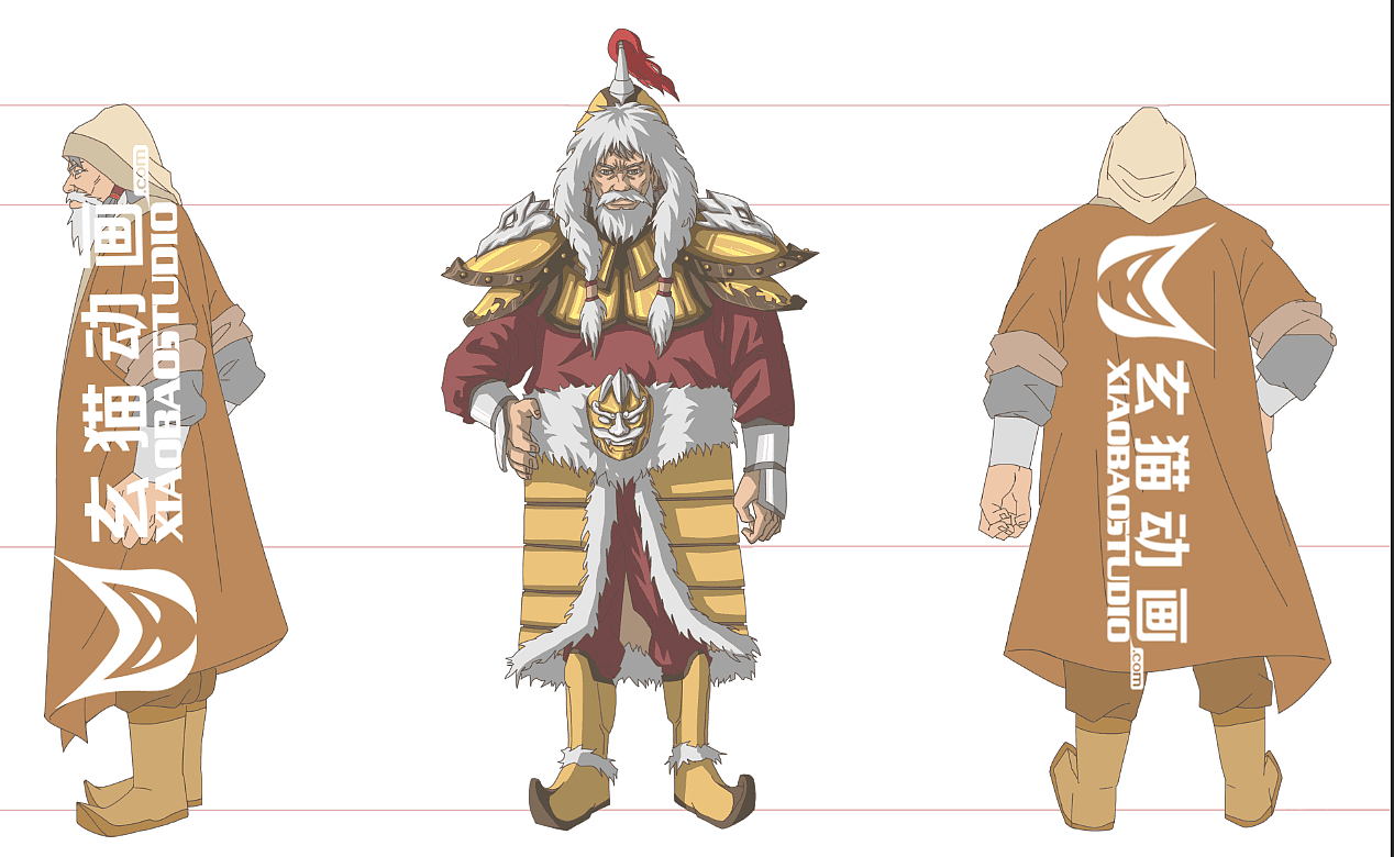 大电影精美人物设计草图绘画三视图五视图