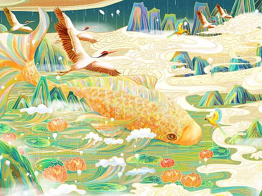 【绘画】国潮风插画-北冥有鱼