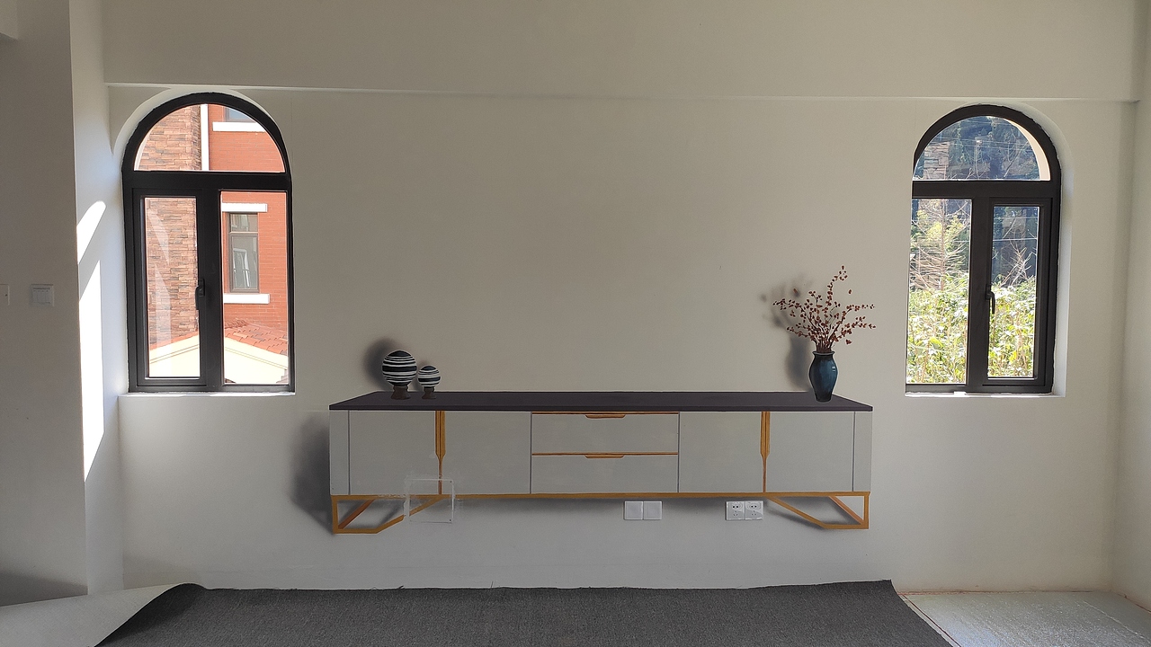 昆明太平新城万辉地产样板房3D彩绘—客厅+茶室