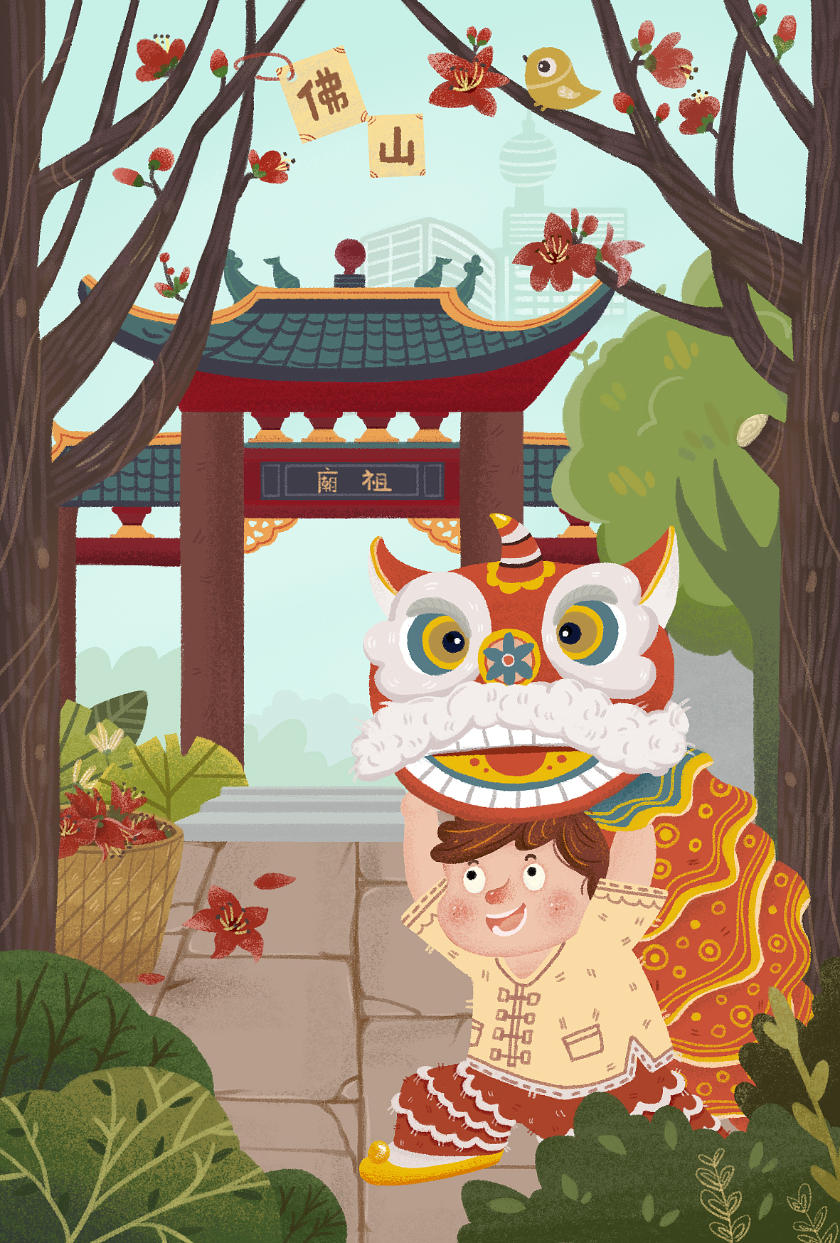 木棉花盛开的佛山|插画|儿童插画|海绵他奶 - 原创作品 - 站酷 (zcool