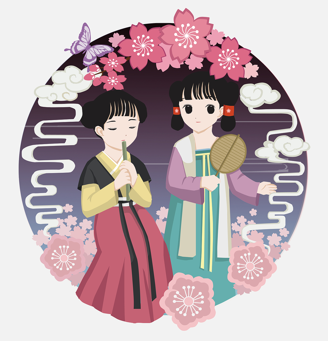 中国传统节日插画设计花朝节