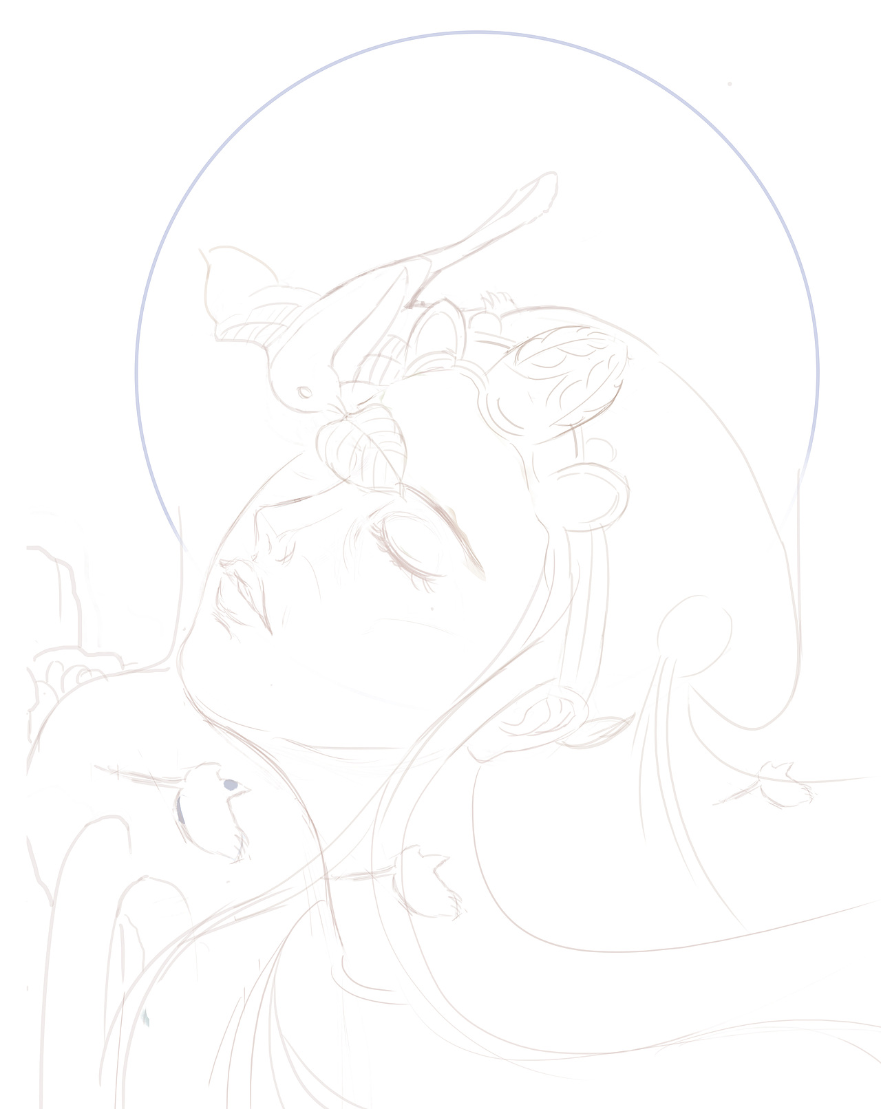 0410完 戴冠女像 线稿