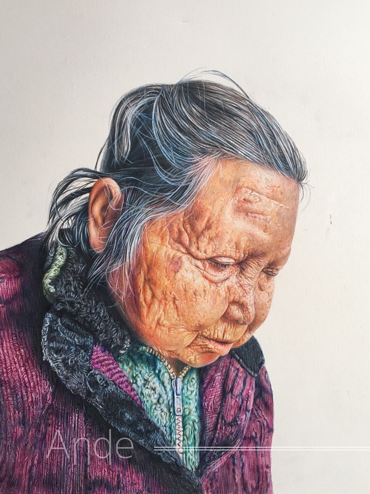 《岁月》彩铅人物