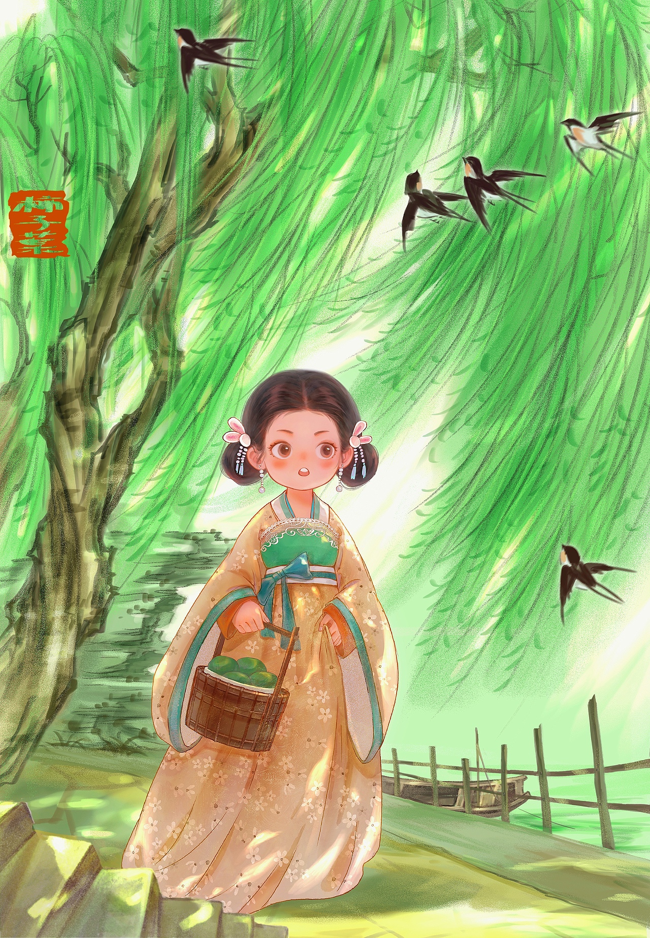 （二十四节气）（古风插画）清明（图ZMzUxNjM2Njcy） - 艺术插画 - 站酷设计师柿子葉原创素材 - 站酷ZCOOL