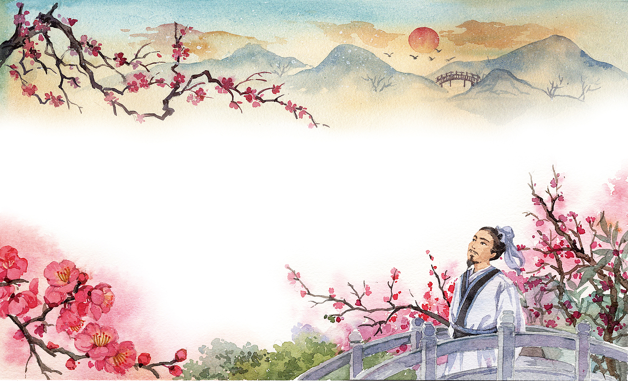 读古诗学作文水彩插画配图二