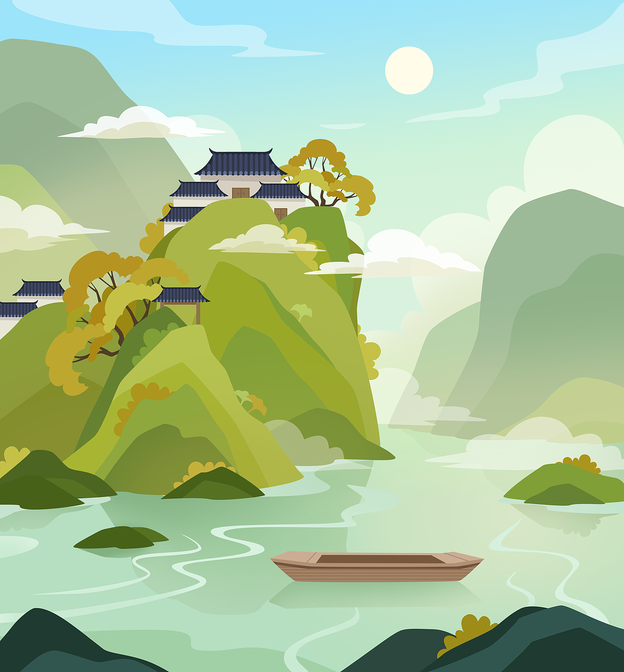 儿童插画古代场景