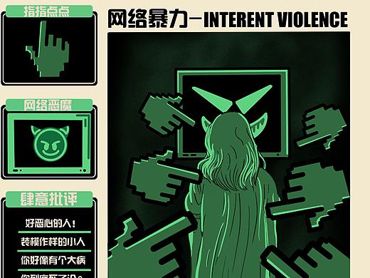 指点江山-反网络暴力公益设计海报
