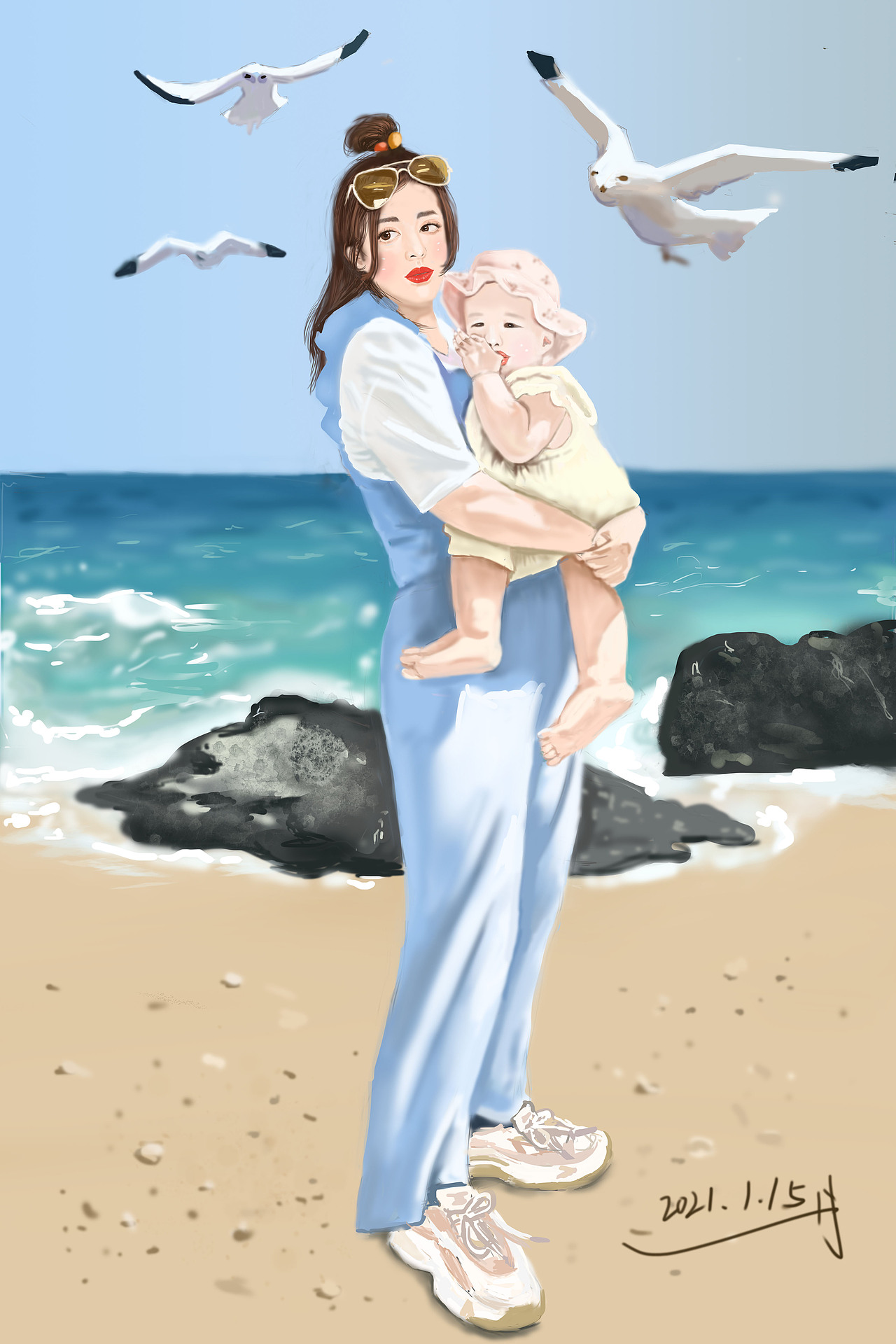 陪你一起看海鸥（图ZMjQyOTMzNDk2） - 商业插画 - 站酷设计师Miss爆米花小姐原创素材 - 站酷ZCOOL