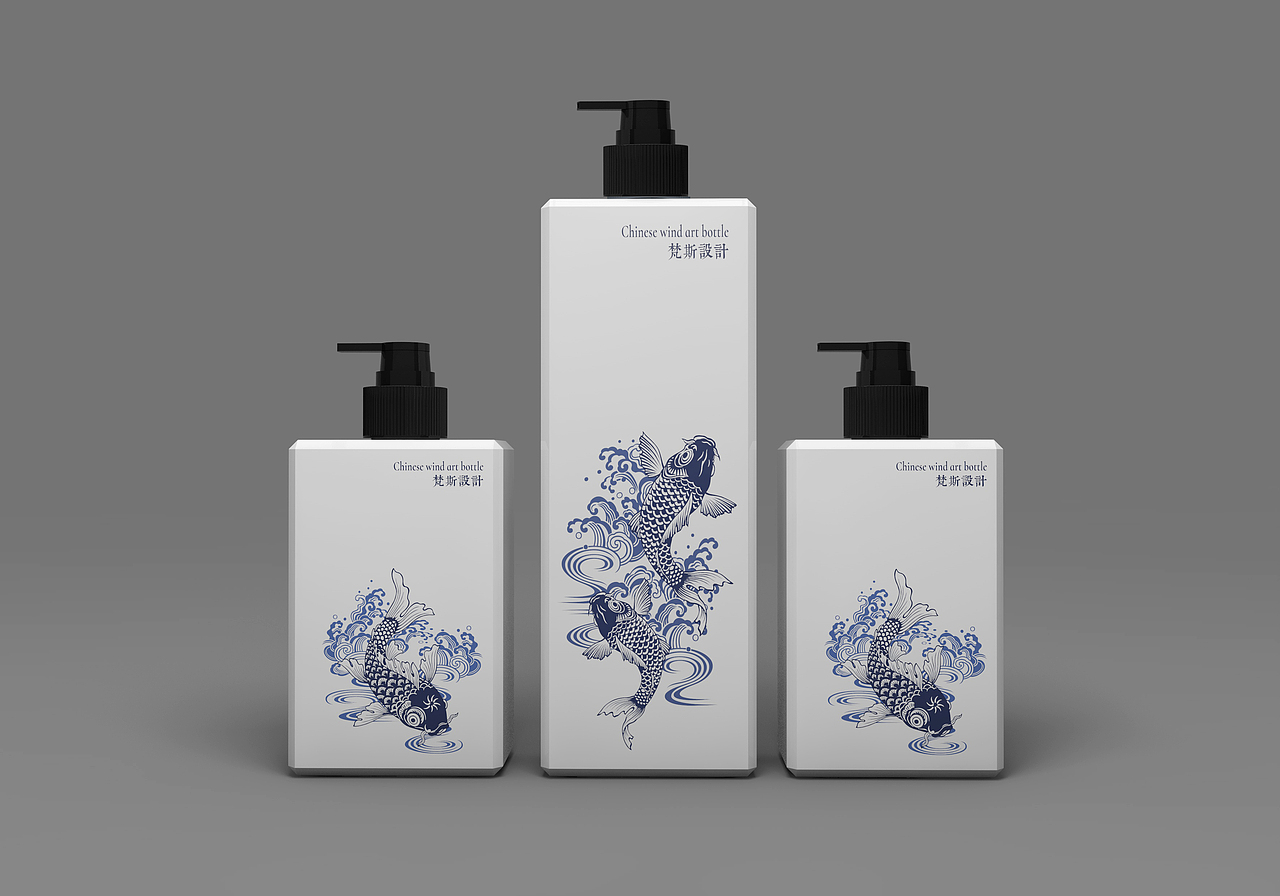 锦鲤瓶设计,洗发水,沐浴露瓶子