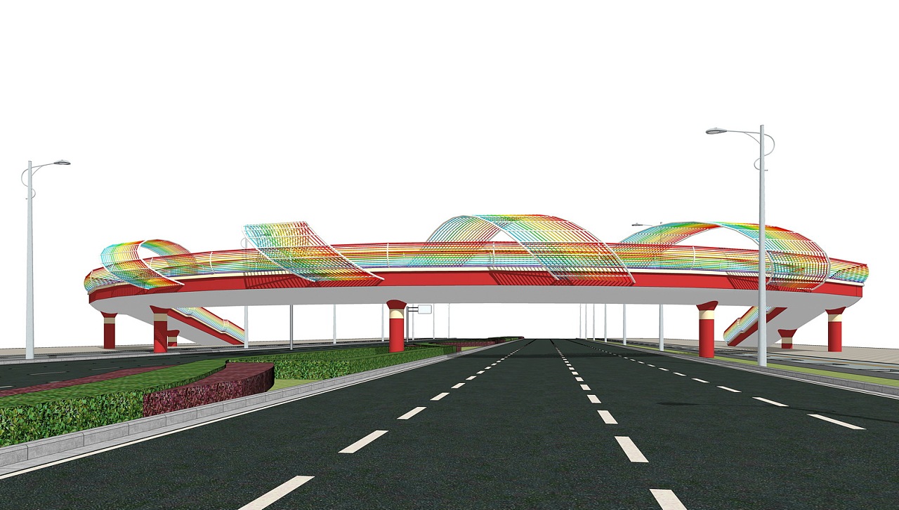 过街天桥su模型下载|空间|景观设计|素模网 - 原创作品 - 站酷 (zcool