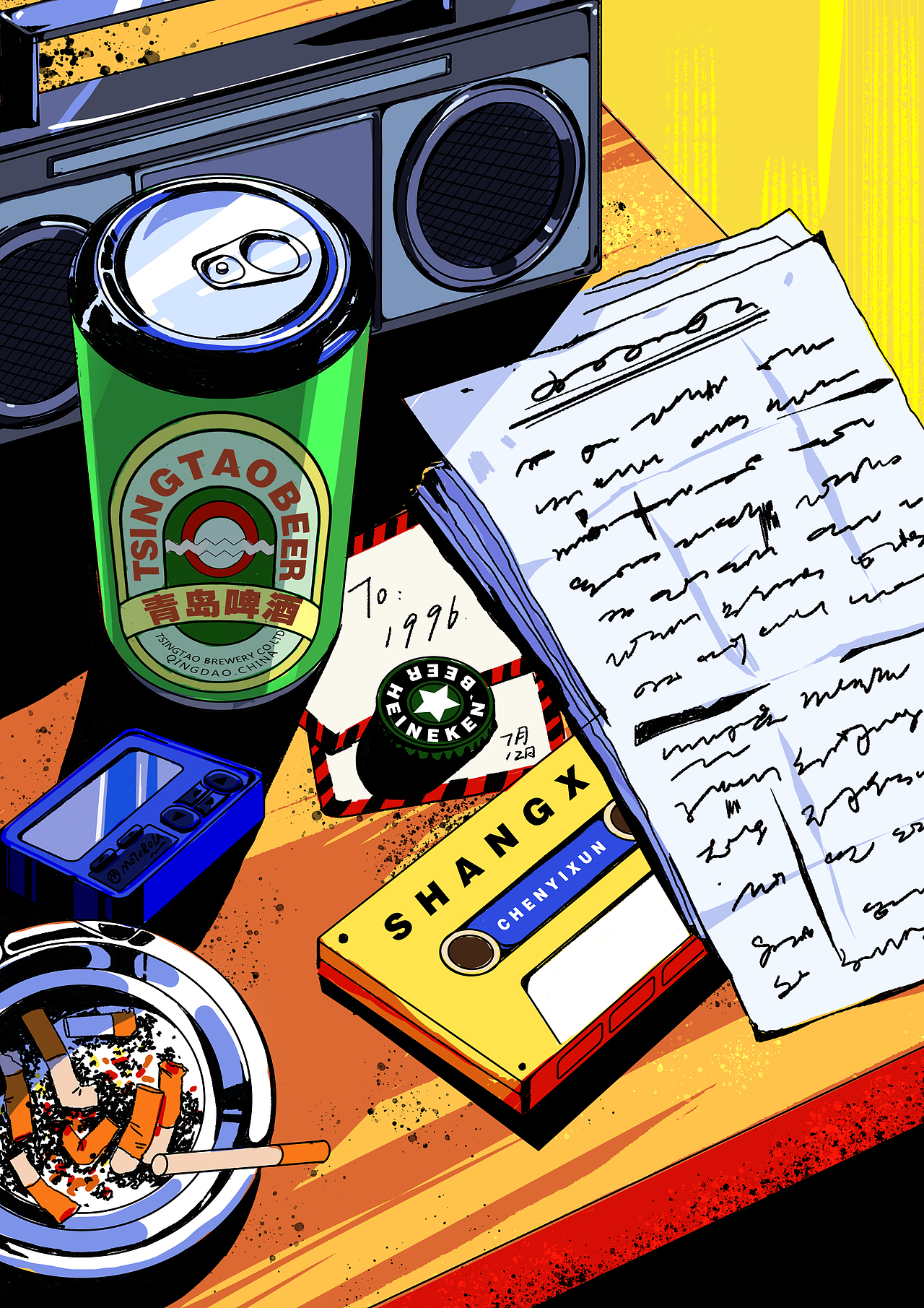 用插画回到90年代的夏季