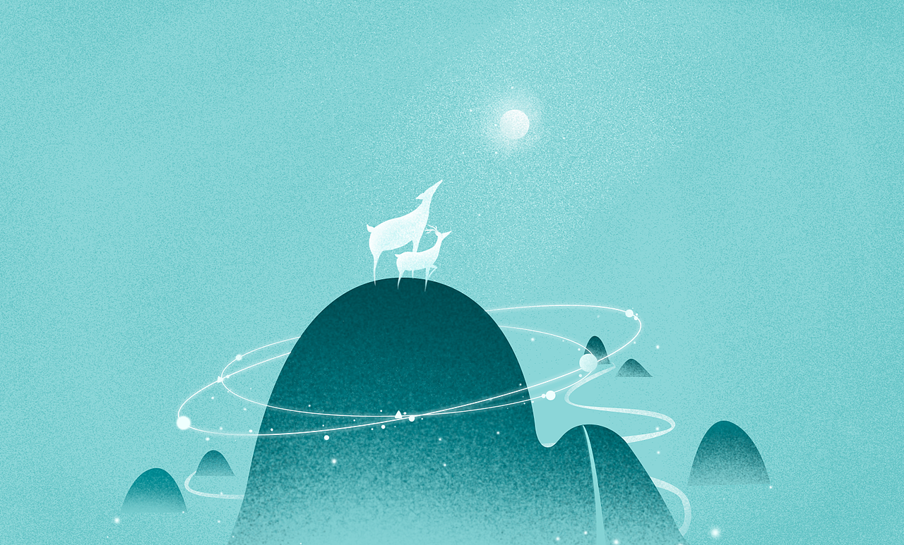 以鹿为主角的插画