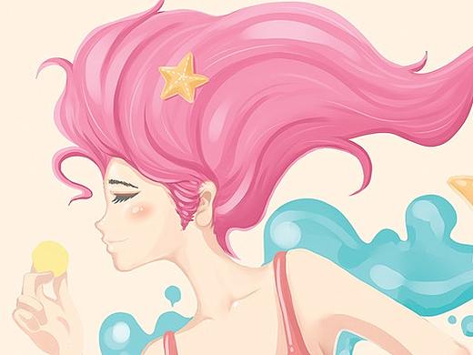 【饭饭饭の插画集】浪の女（个人主页-ZNTg4MDk3NDg=） - 商业插画 - 站酷设计师饭饭饭桑原创素材 - 站酷ZCOOL