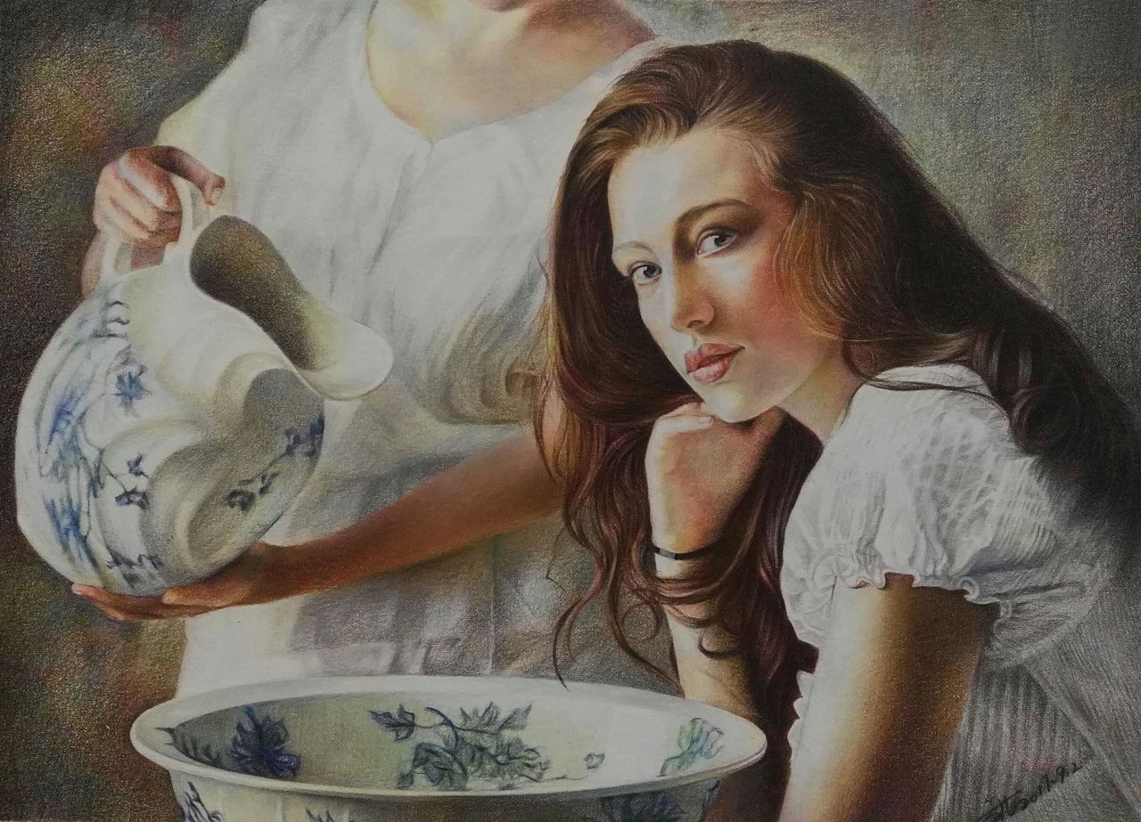 写实彩铅作品《融》