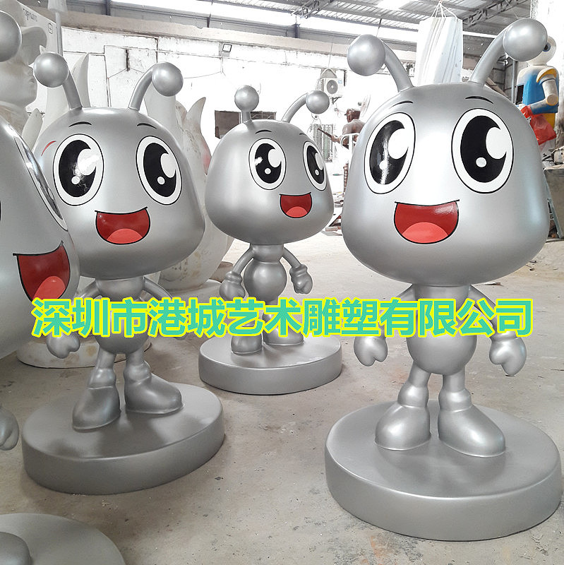街道办蚂蚁精神吉祥物雕像玻璃钢卡通蚂蚁公仔雕塑厂家