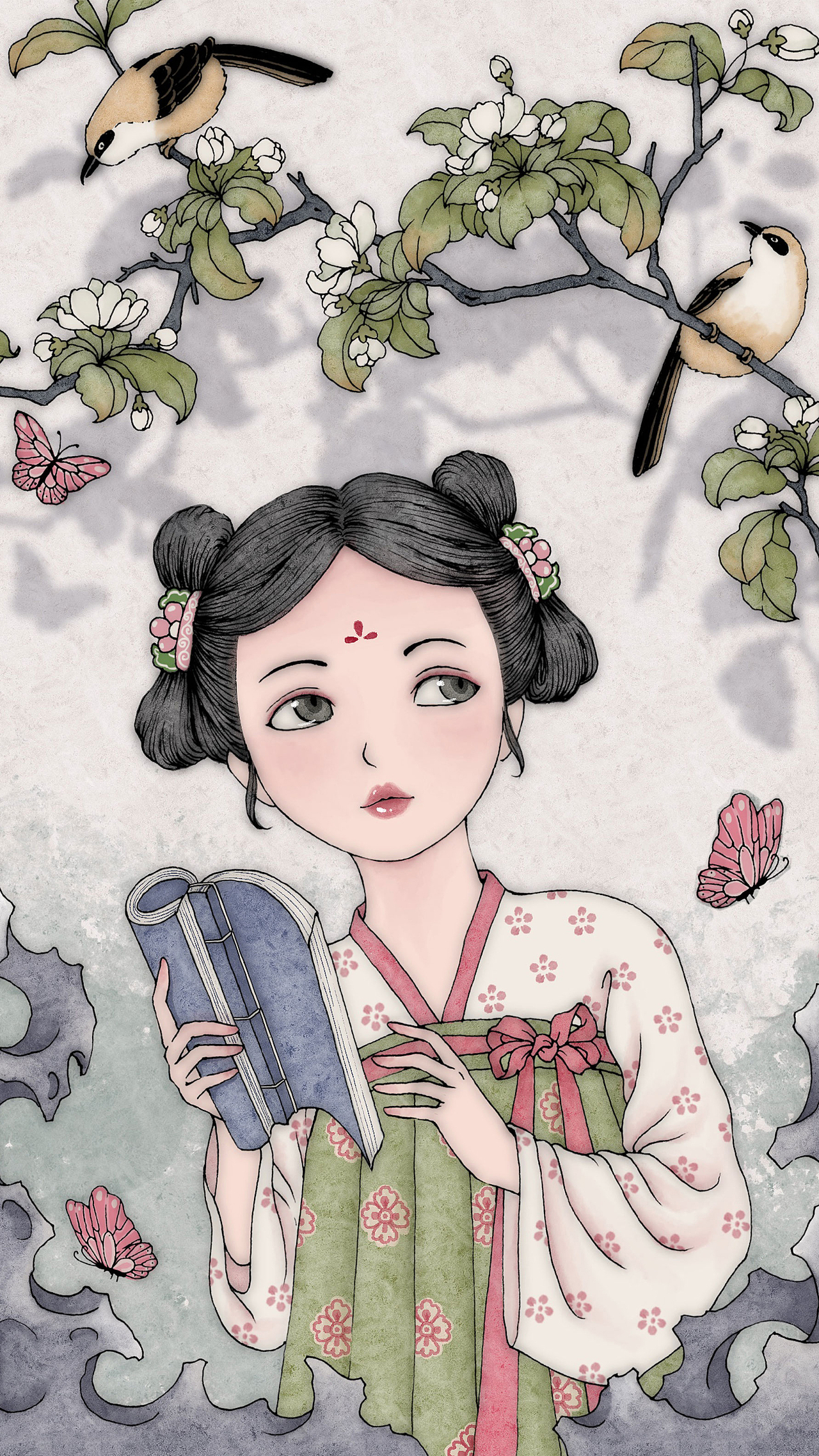 分享收藏《山海经》与国风美人洛阳下午茶二十四节气古风少女之霜降二