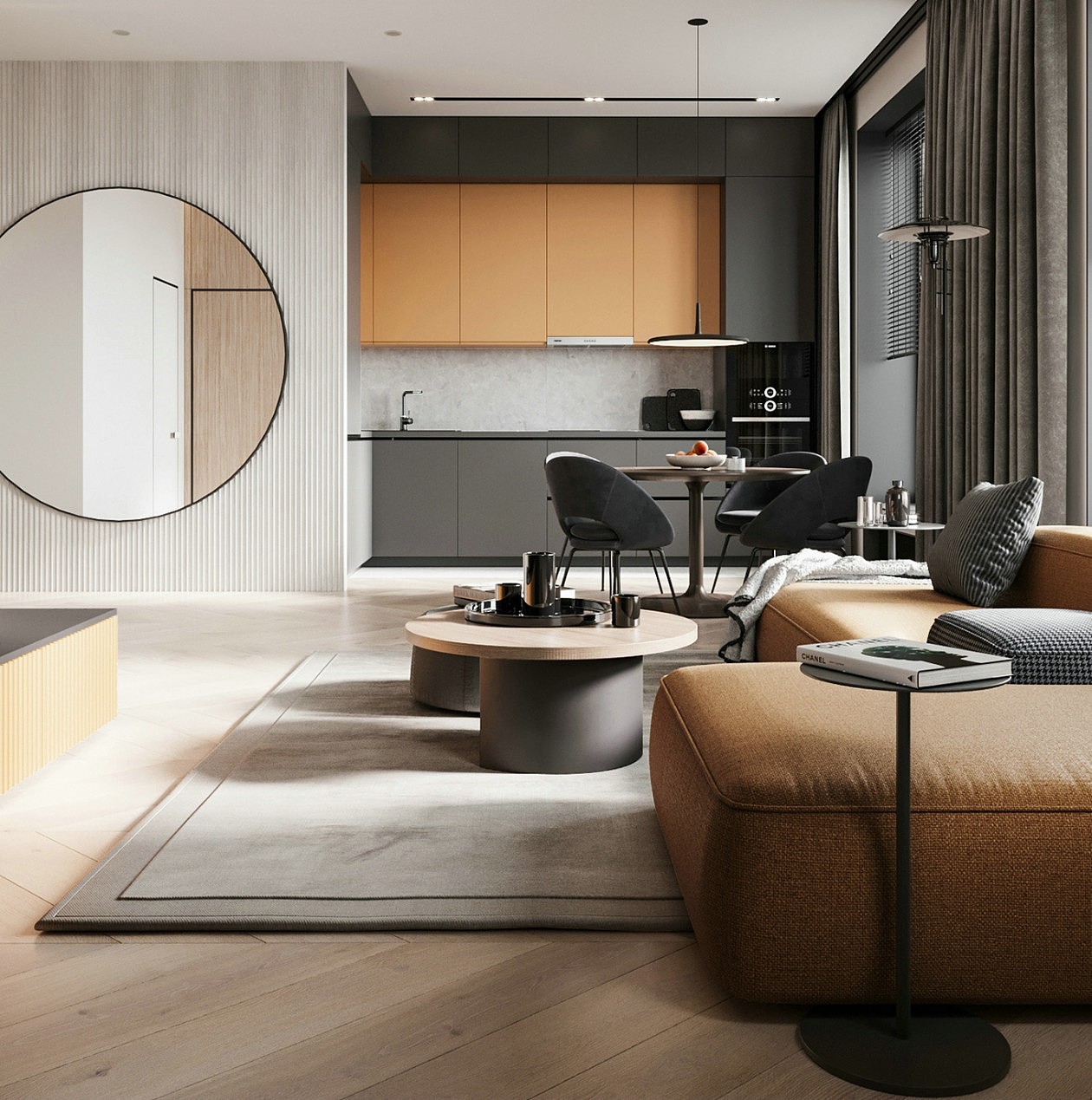 橙色系遇上极简风,让安逸的空间流露一丝活力!