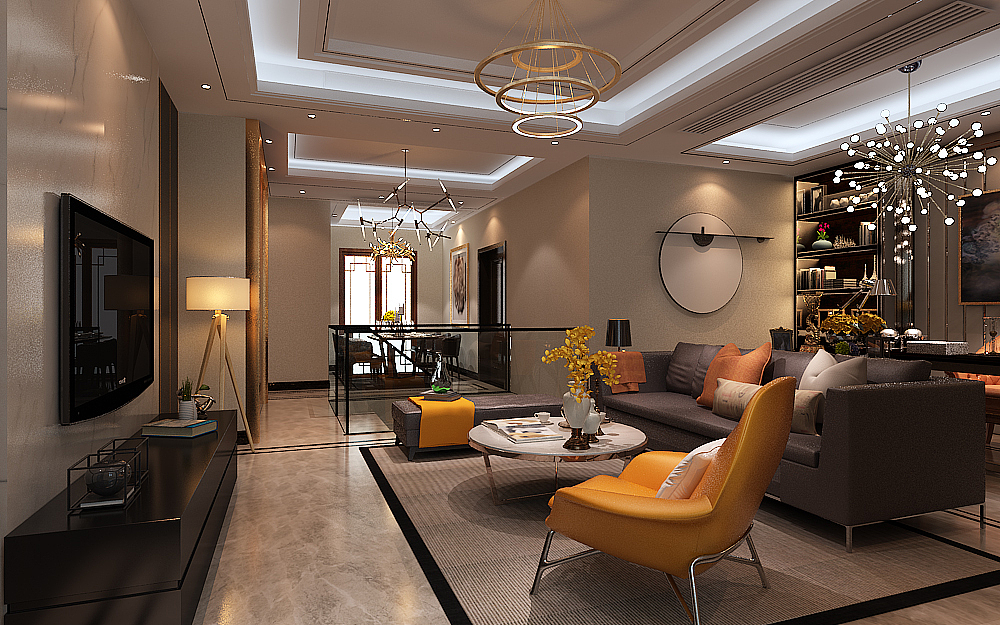 【保定金舍装饰】香邑澜山240平港式风格效果图