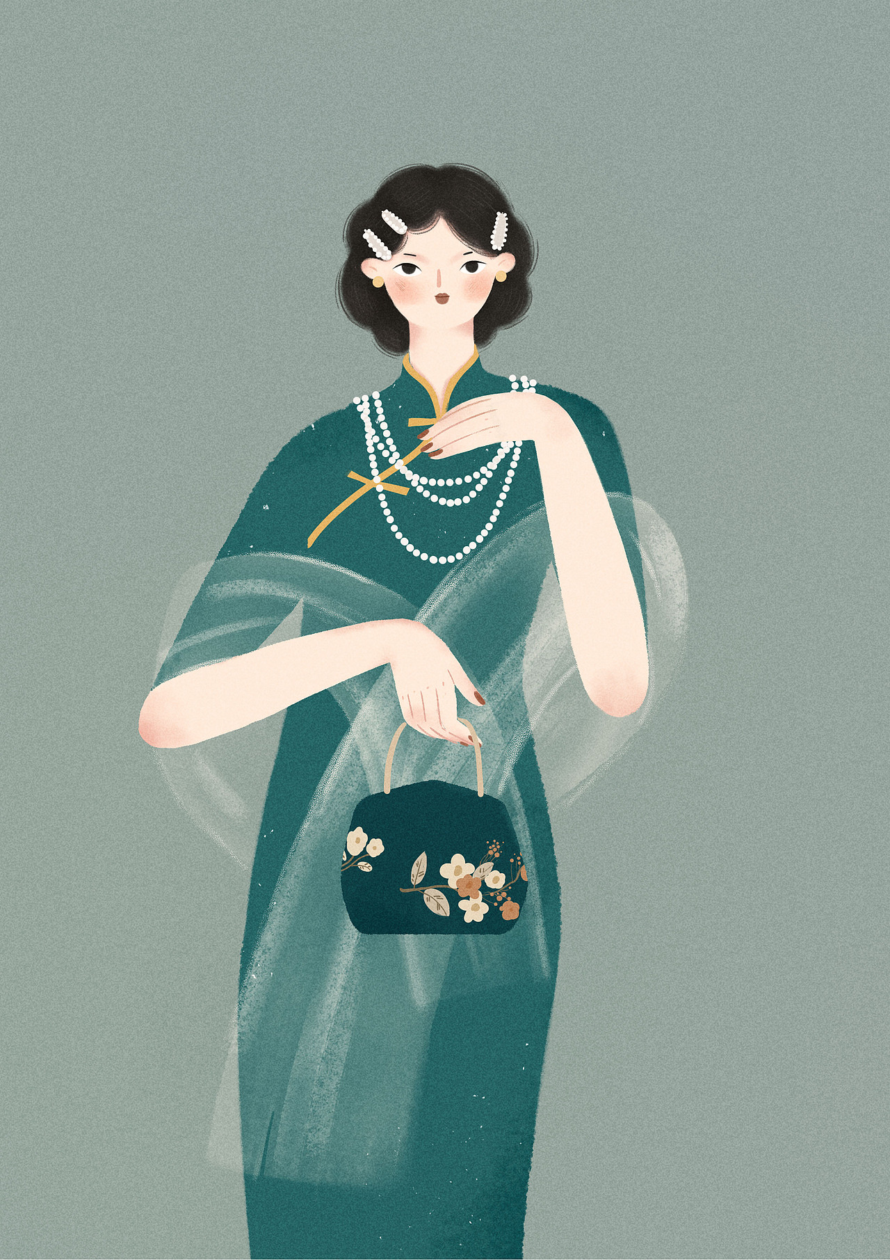 穿旗袍的女人们（图ZMjY4NTM3OTcy） - 创作习作 - 站酷设计师会绘画屋原创素材 - 站酷ZCOOL