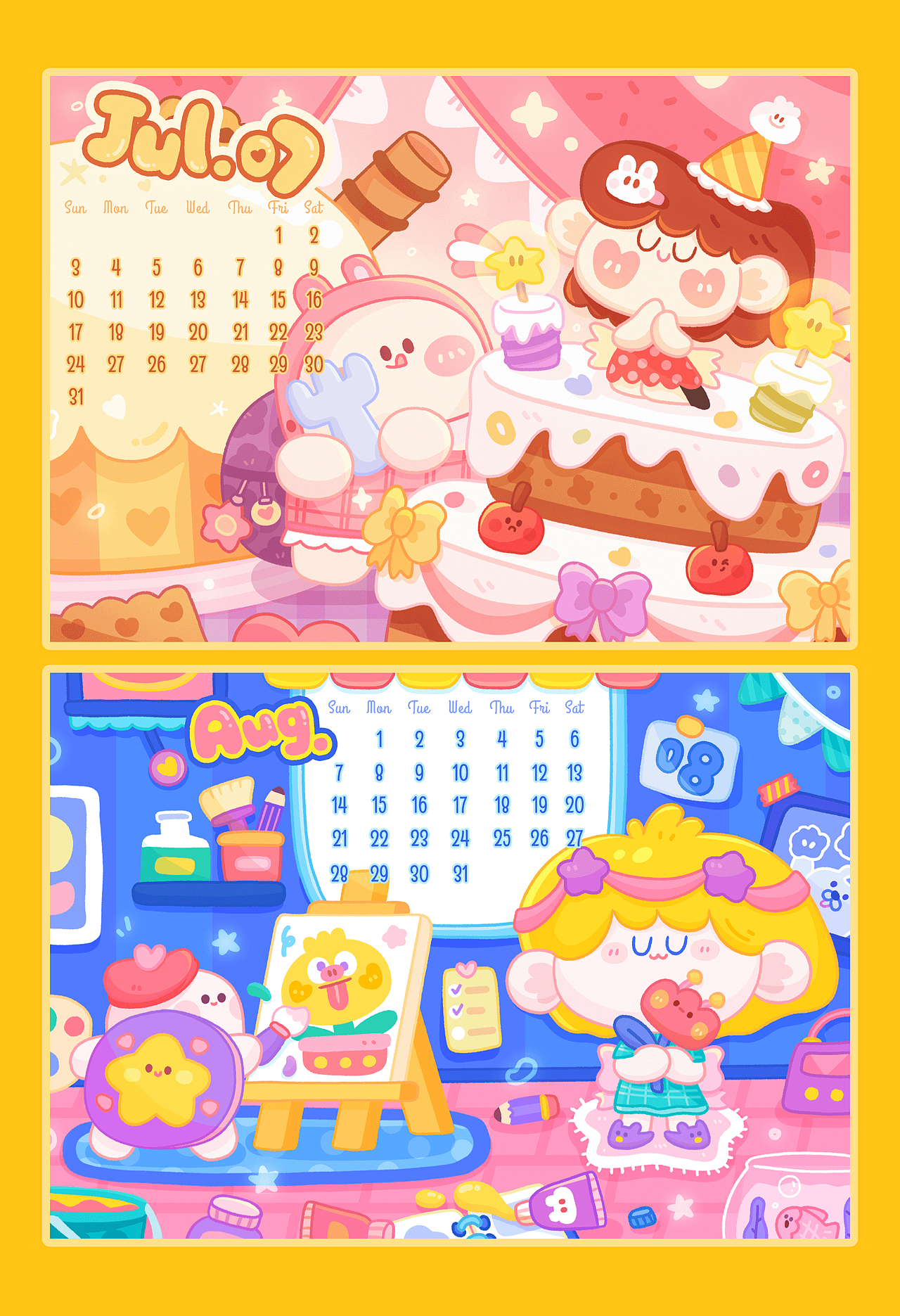 大是一个包 | 2022 HAPPY HUHU 台历插画（图ZMjc3ODIxMTk2） - 创作习作 - 站酷设计师大是一个包原创素材 - 站酷ZCOOL