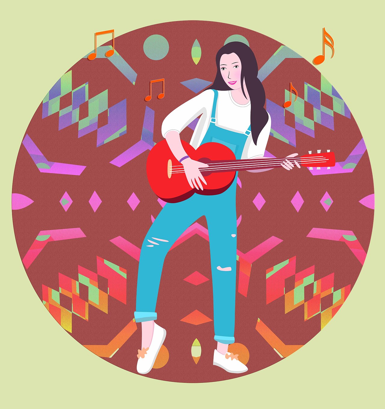 吉他女歌手|插画|商业插画|barlow268_原创作品-站酷(zcool)