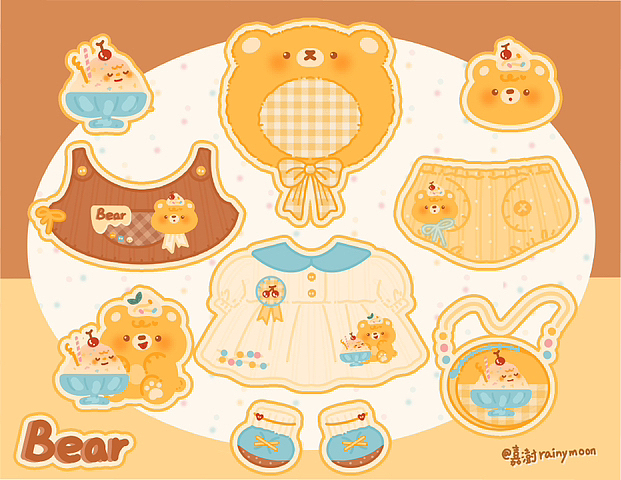 娃衣稿｜棉花娃娃｜bjd｜奶黃小熊娃衣（圖ZMzM5MDk0OTA0） - 商業(yè)插畫 - 站酷設(shè)計師嘉澍rainymoon原創(chuàng)素材 - 站酷ZCOOL
