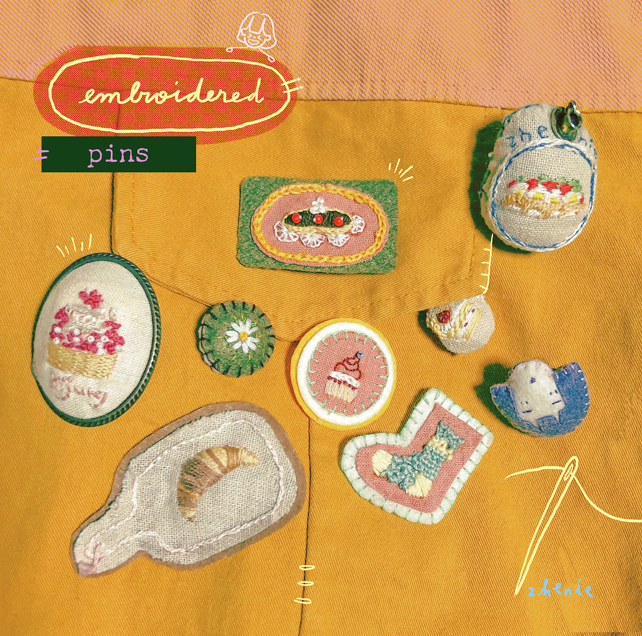 不织布/刺绣胸针作品