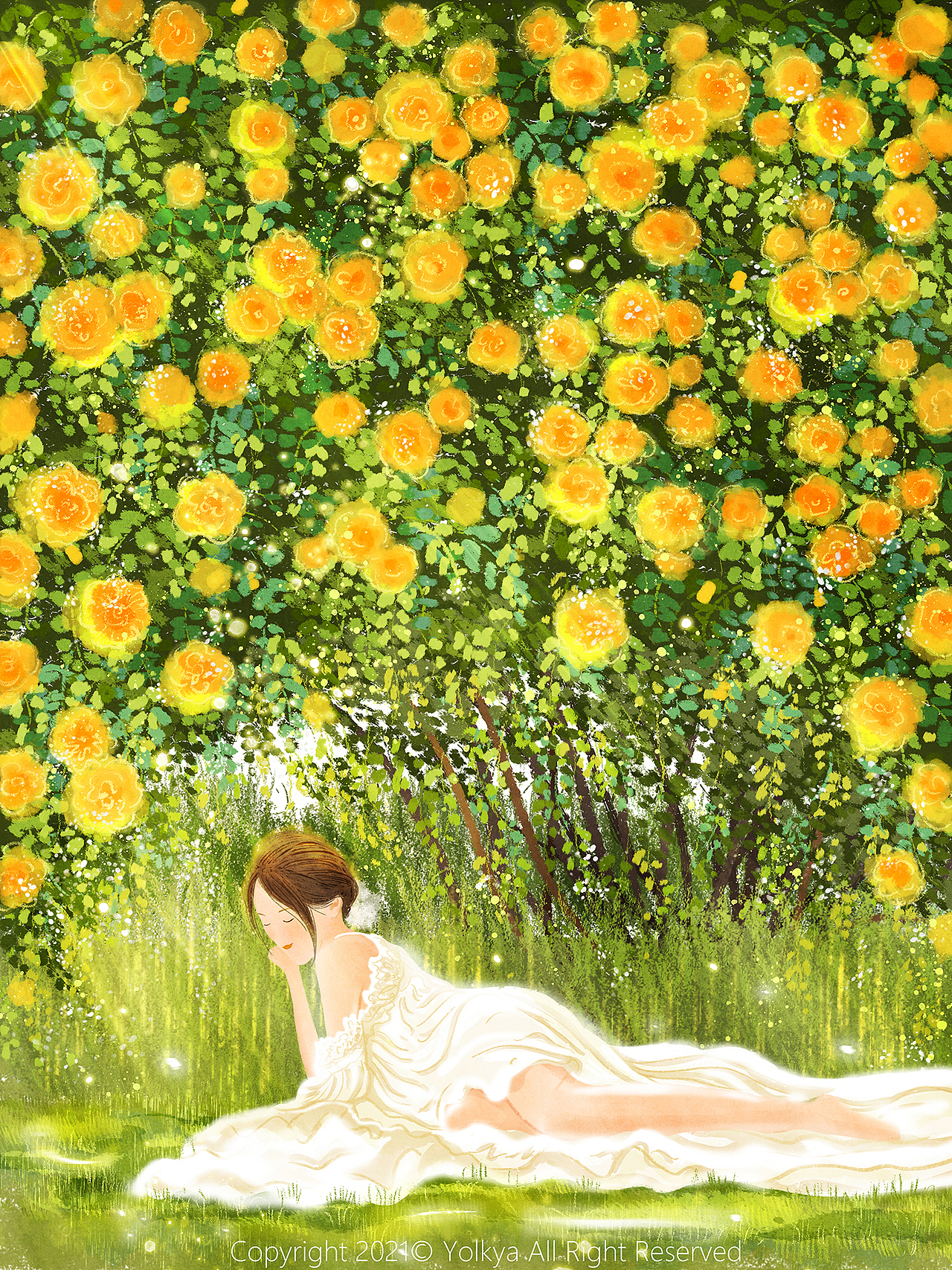 少女与花（合集）（图ZMjU4MTY4ODAw） - 艺术插画 - 站酷设计师Yolkya原创素材 - 站酷ZCOOL