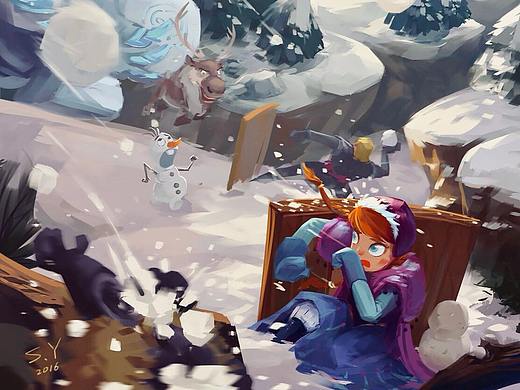 迪士尼动画片《冰雪奇缘》同人画