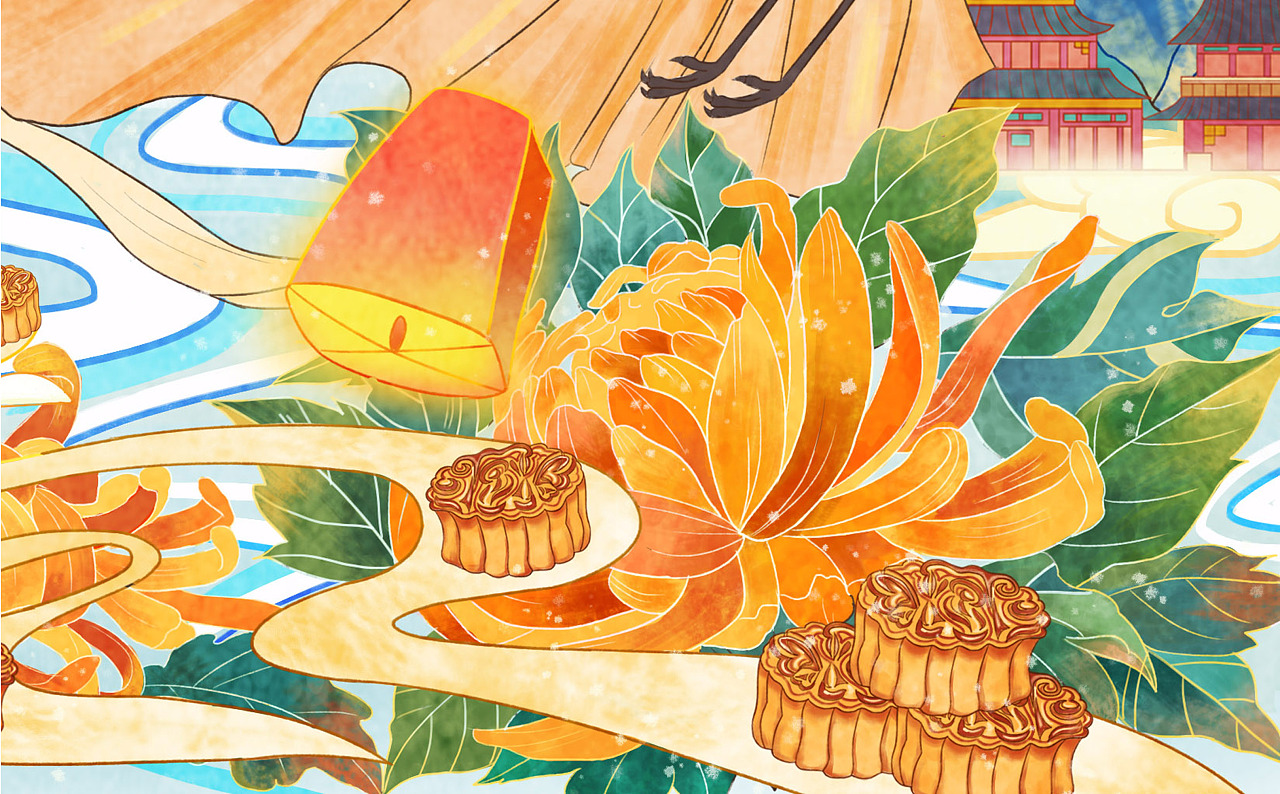 中秋贺图 嫦娥奔月|插画|创作习作|林轩羽 - 原创作品 - 站酷 (zcool)