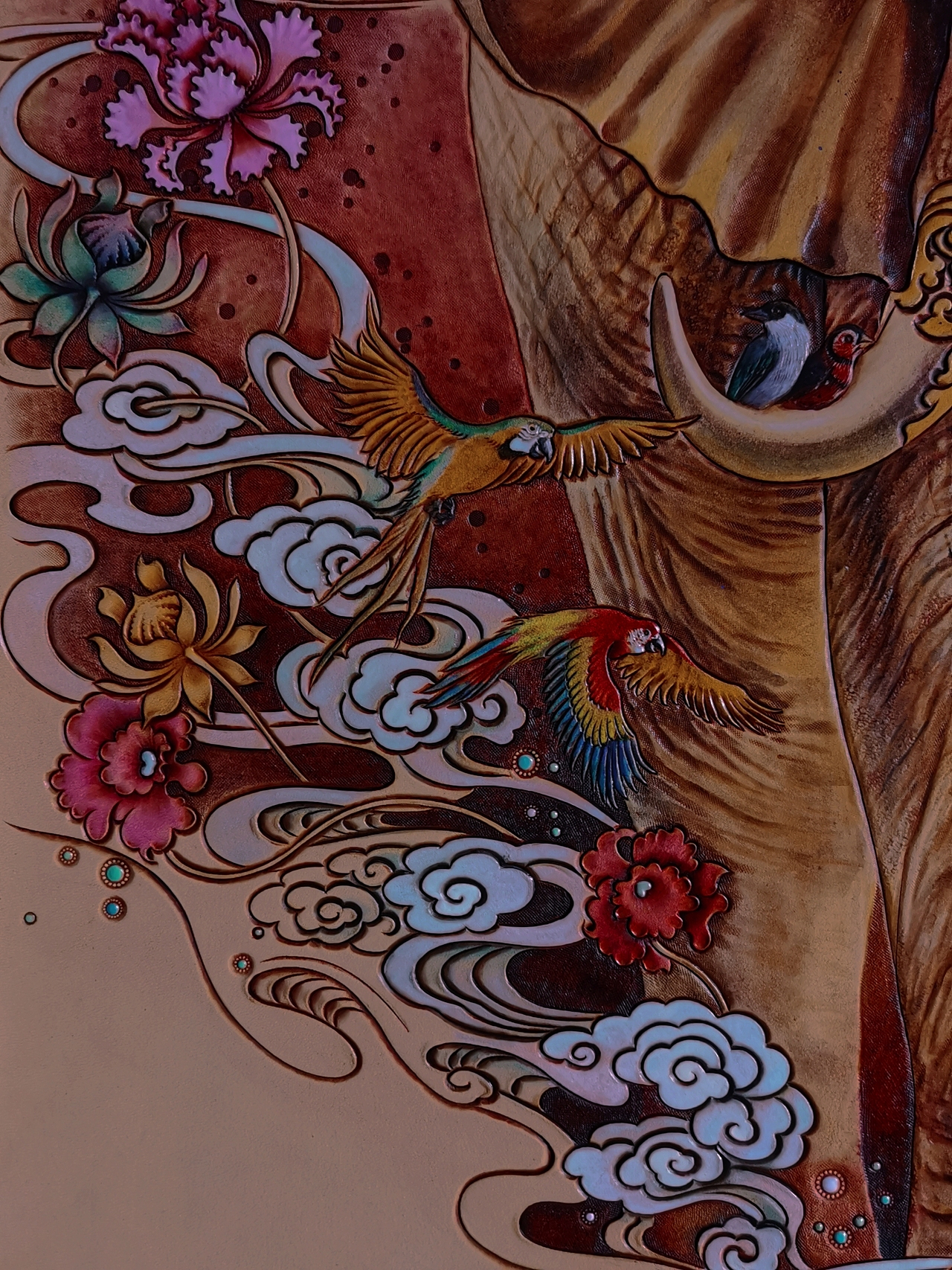 皮雕画《锦途》(图ZMjU2NjAzNTAw) - 其他手工艺 - 站酷设计师顽皮老顽童原创素材 - 站酷ZCOOL